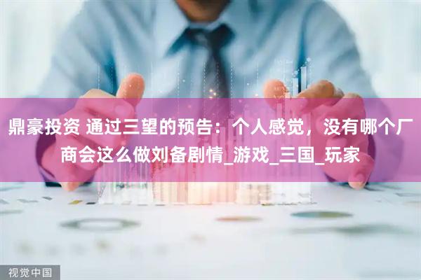 鼎豪投资 通过三望的预告：个人感觉，没有哪个厂商会这么做刘备剧情_游戏_三国_玩家