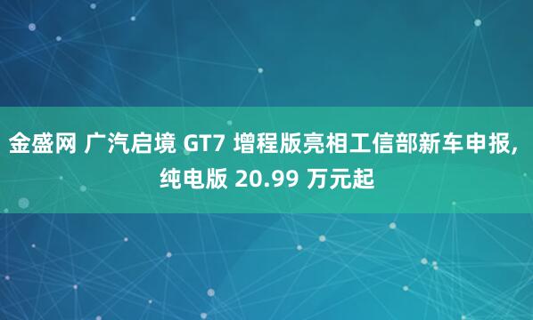 金盛网 广汽启境 GT7 增程版亮相工信部新车申报, 纯电版 20.99 万元起
